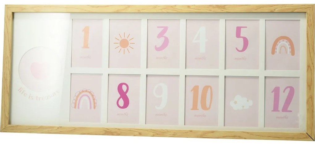 Ramka na zdjęcia dla dzieci Heart, 60 x 25 x 1,8 cm , MDF, 12 x 6 x 9 cm