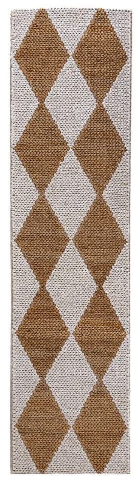 Biało-naturalny chodnik z mieszanki juty tkany ręcznie 80x230 cm Effie Diamond – Flair Rugs