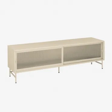 Szafka Rtv 180x40 Cm Ze Stali I Szkła Paoline Kremowa - Sklum