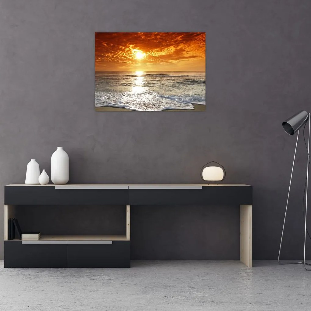 Obraz na szkle zachód słońca na Korsyce (70x50 cm)