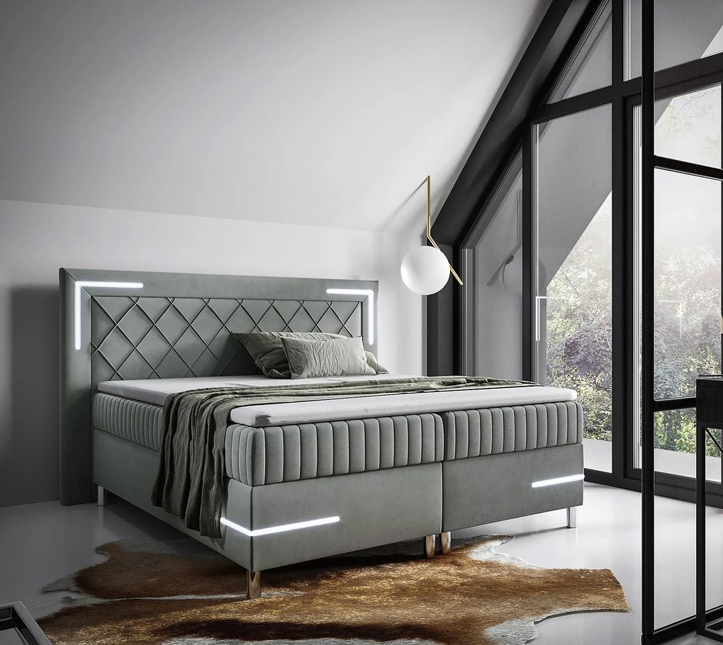 Ciemnoszare pikowane łóżko kontynentalne 5 rozmiarów C7-H73