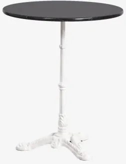 Okrągły Stolik Barowy Ø60cm Z Naturalnego Kamienia Azteca Czarny Marmur Marquina - Lodowcowa Biel - Sklum