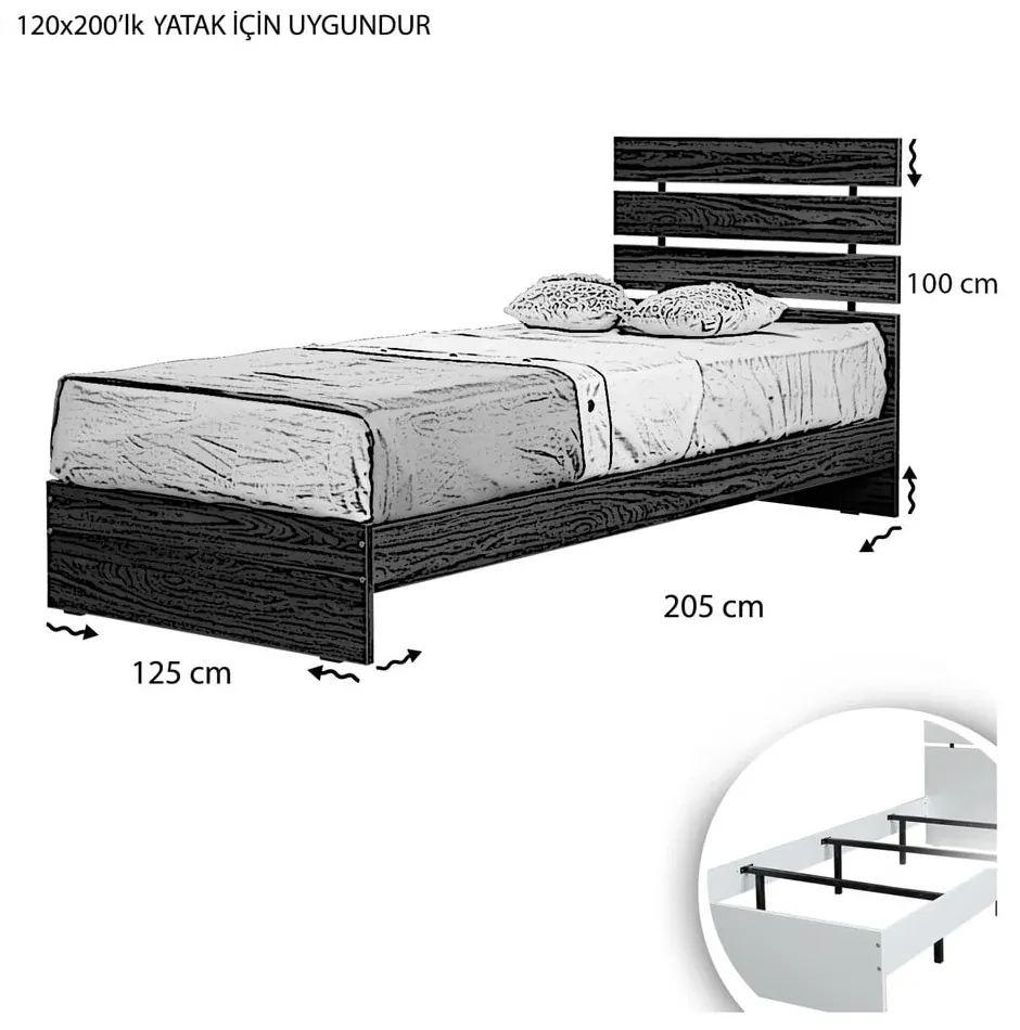 Białe łóżko jednoosobowe 120x200 cm Fuga – Kalune Design