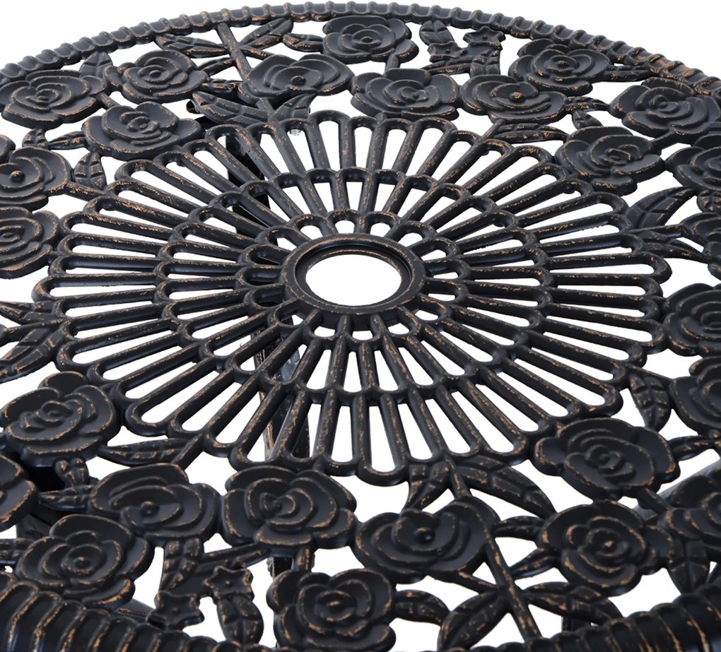 Outsunny Zestaw Mebli Ogrodowych 3częściowy Stół z Krzesłami Komplet Balkonowy Brązowy Elegancki Design | Aosom PL