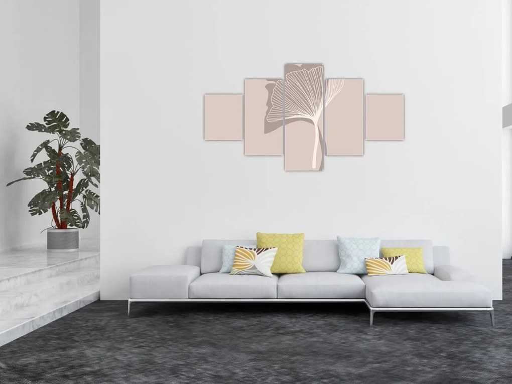 Obraz - Beżowe liście N⁰4 (125x70 cm)