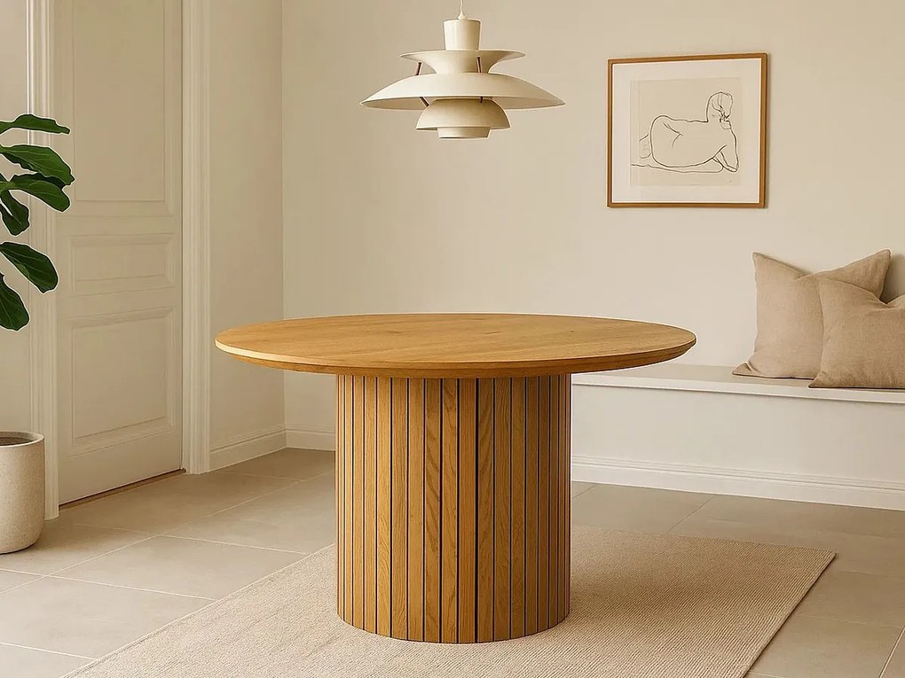 Stół okrągły 120 cm Orbis lamele, dąb dziki