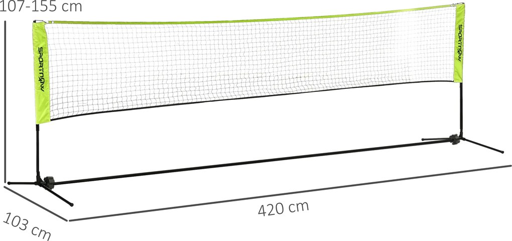 SPORTNOW Regulowana siatka do badmintona 107-155 cm, do badmintona, tenisa, pickleballa, siatkówki, w zestawie z torbą