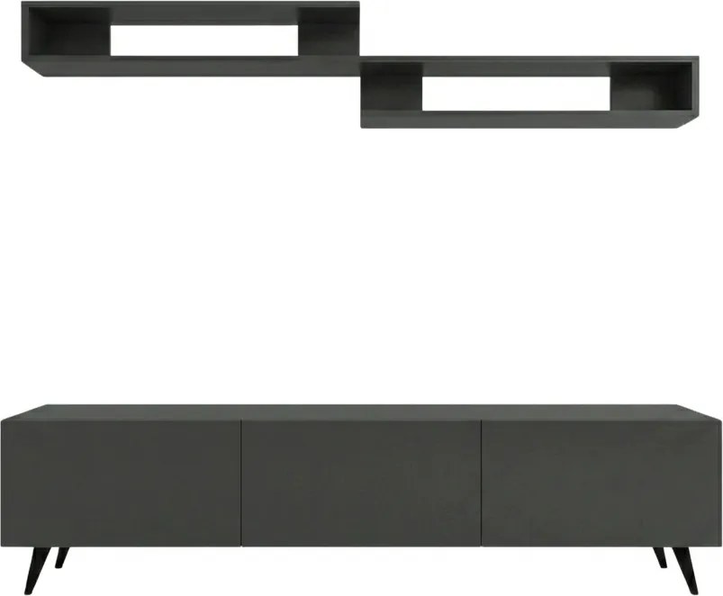 Szafka RTV MIYA 150 cm z półką ścienną, antracytowy