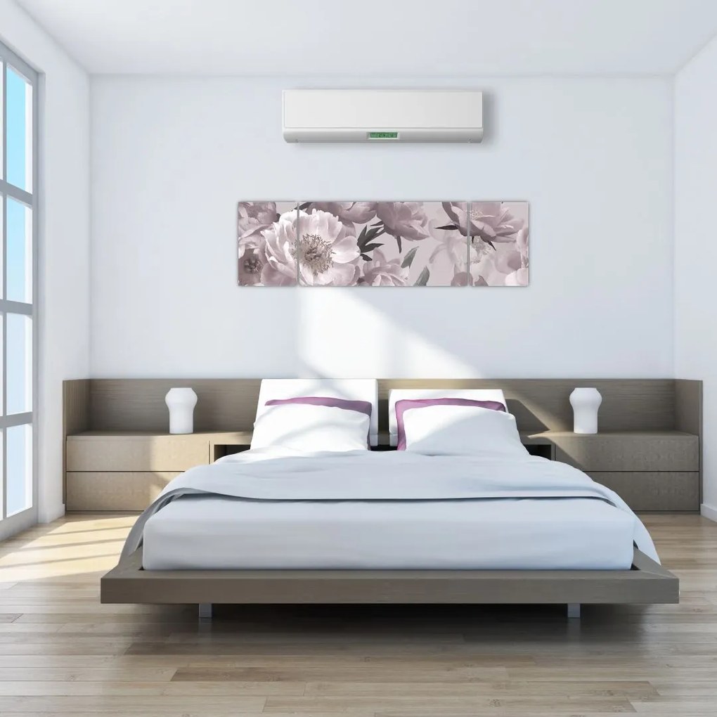 Obraz - Vintage kwiaty piwonii (170x50 cm)