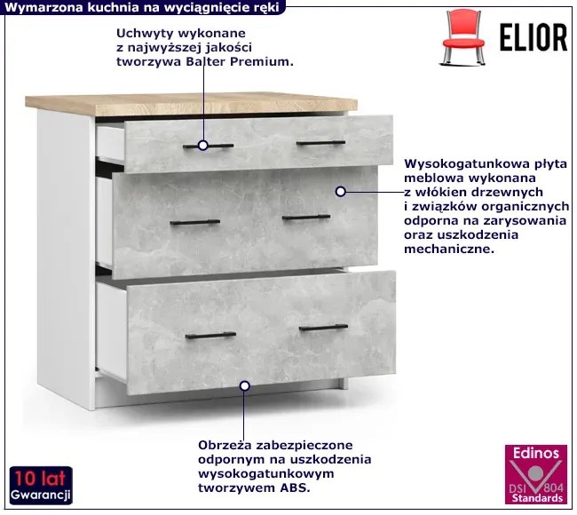 Stojąca szafka do kuchni w kolorze betonu - Poli 8X