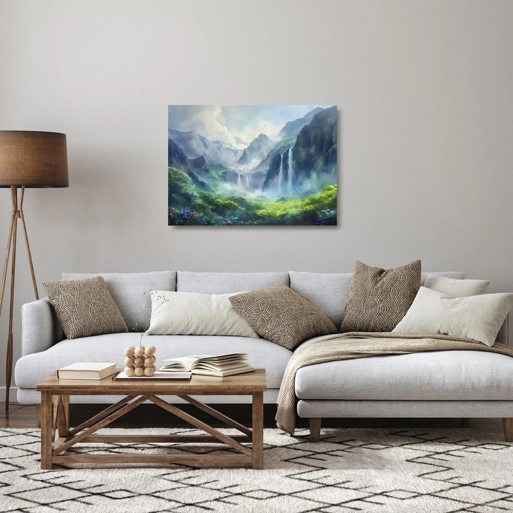 Obraz na szkle - Dolina wodospadów (70x50 cm)