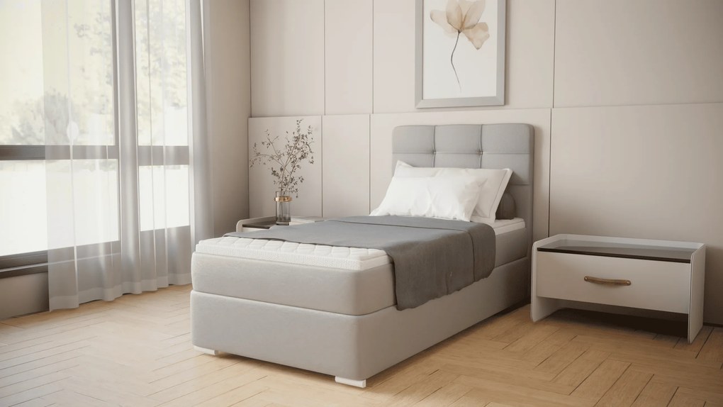 Czarne łóżko jednoosobowe Bruno 100cm, nowoczesny design pasujący do każdej sypialni, wygodny materac, Cosmic 100, lewe