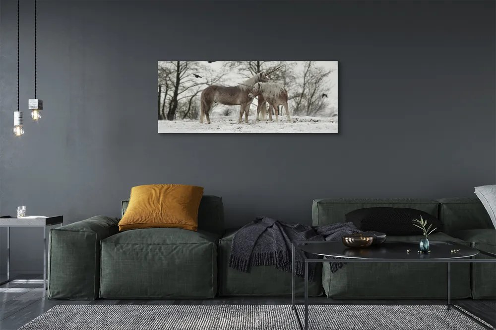 Obraz na płótnie Zimowy Las i Jednorożce