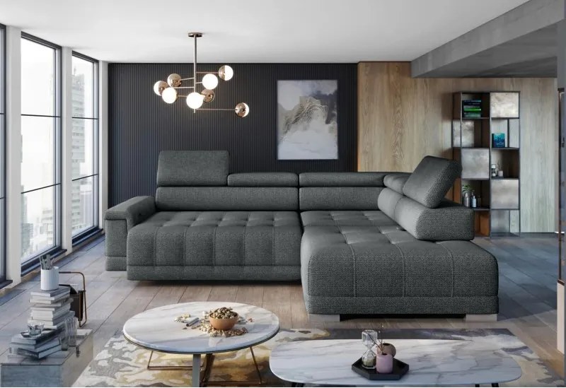 Narożnik CAMPO L z elektryczną regulacją siedziska Prawostronny w tkaninie MEMPHIS 06 WERSAL