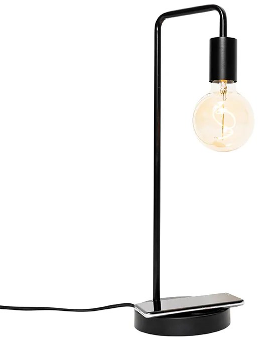 Nowoczesna czarna lampa stołowa z bezprzewodowym ładowaniem - Facil Nowoczesny Oswietlenie wewnetrzne