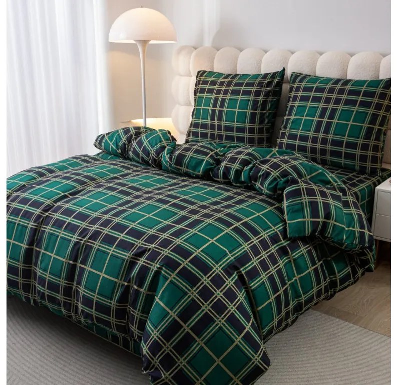 PrzytulneMieszkanie.pl PrzytulneMieszkanie.pl Flanelowa pościel KOSTKA zielona Rozmiar pościeli: 70 x 90 cm | 140 x 220 cm