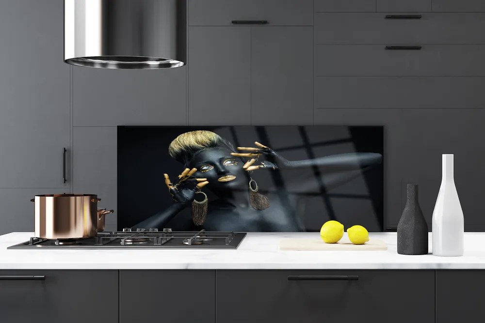 Panel Szklany do Kuchni Artystyczny Portret Kolorem Malowany