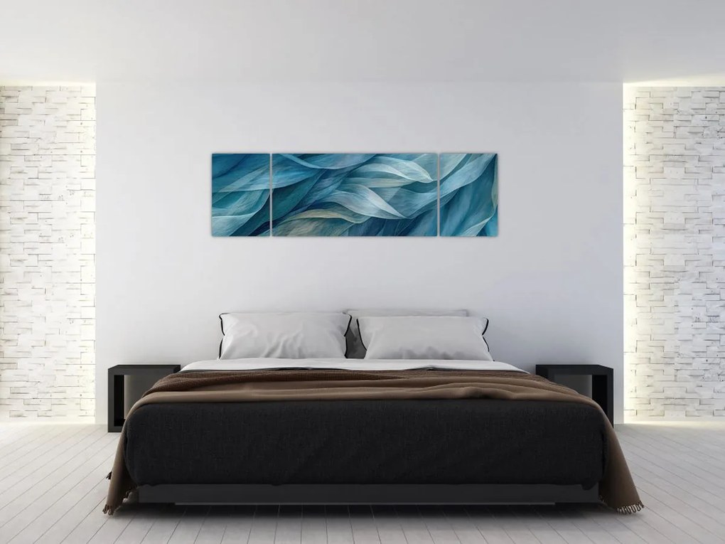 Obraz - Niebieskie i białe fale (170x50 cm)