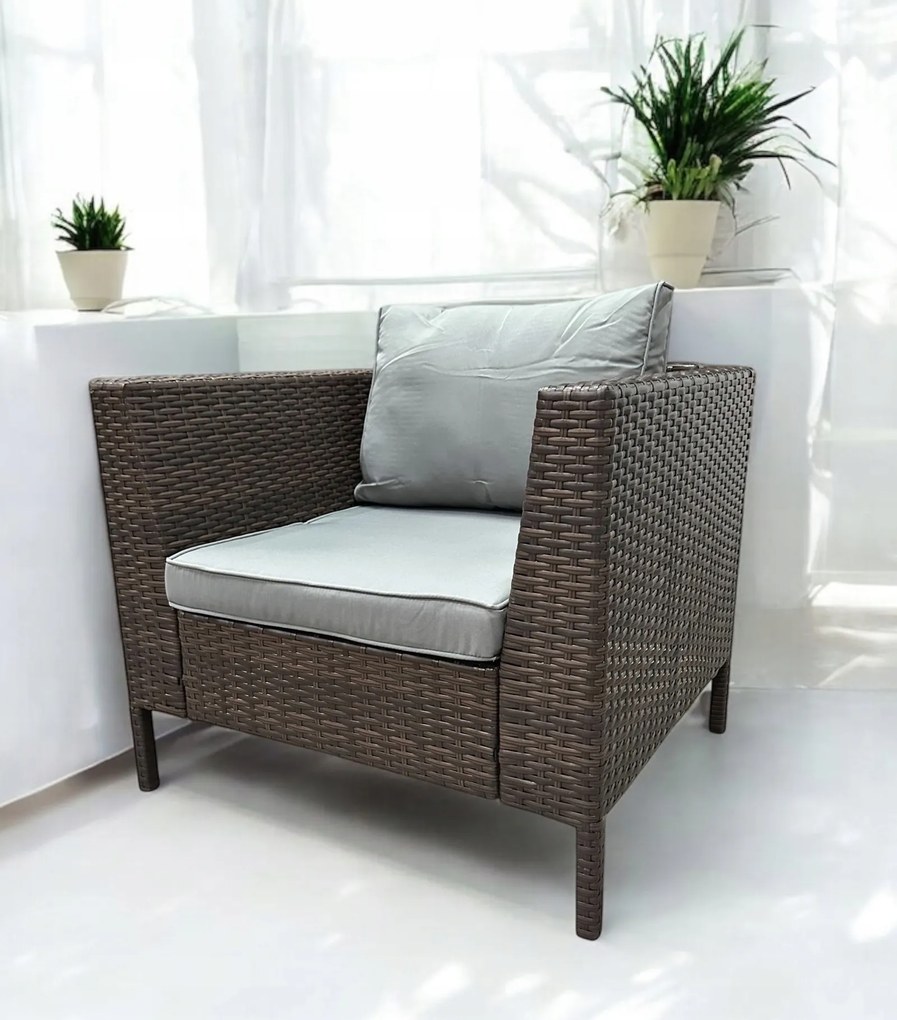 Zestaw mebli do ogrodu Breza, kolor brązowy, poduszki szare