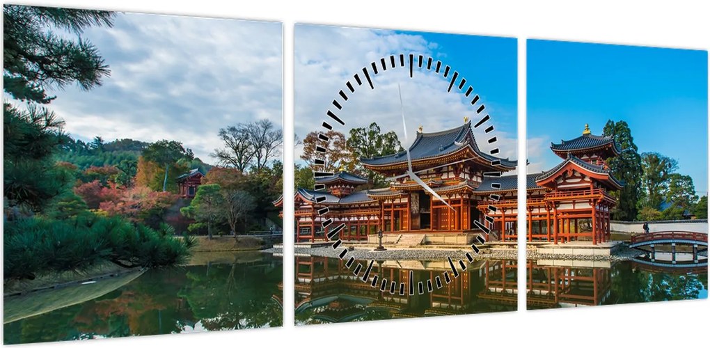 Obraz - Świątynia Byodo-in, Japonia (z zegarem) (90x30 cm)
