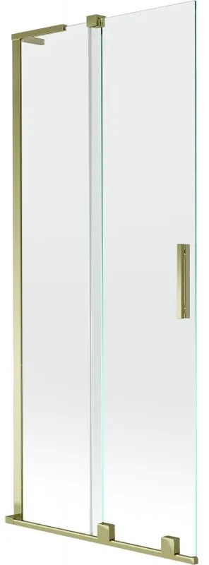 Mexen Velar L parawan nawannowy 2-skrzydłowy rozsuwany 85 x 150 cm, transparent, złoty - 896-085-003-01-50