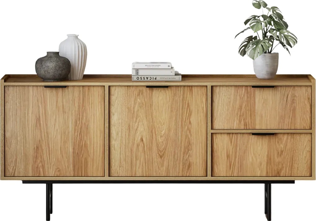 Komoda z 2 szufladami i szafką hikora naturalna A6-A56