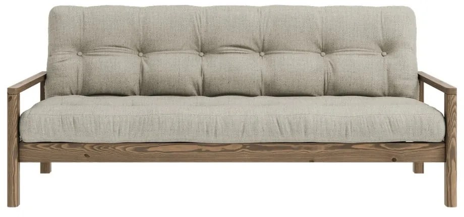 Beżowa lniana rozkładana sofa 205 cm Knob – Karup Design
