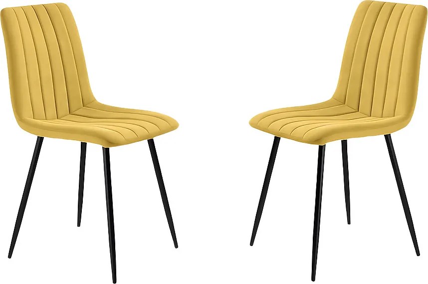 Zestaw 4 nowoczesnych żółtych krzeseł do jadalni z materiału "Palmer" tapicerowanych cm 45x54 88h