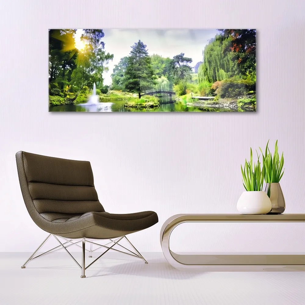 Obraz Akrylowy Las Wodospad Słońce Natura