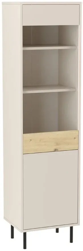 Nowoczesna szklana witryna na nóżkach kaszmir + dąb artisan B2-E68