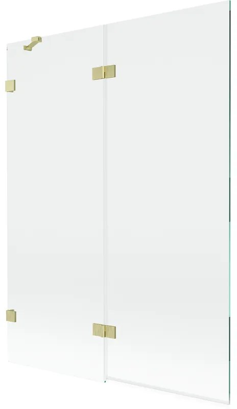 Mexen Lunar parawan nawannowy 2-skrzydłowy lewy 130 x 150 cm, transparent, złoty szczotkowany - 897-130-100-55-00-L