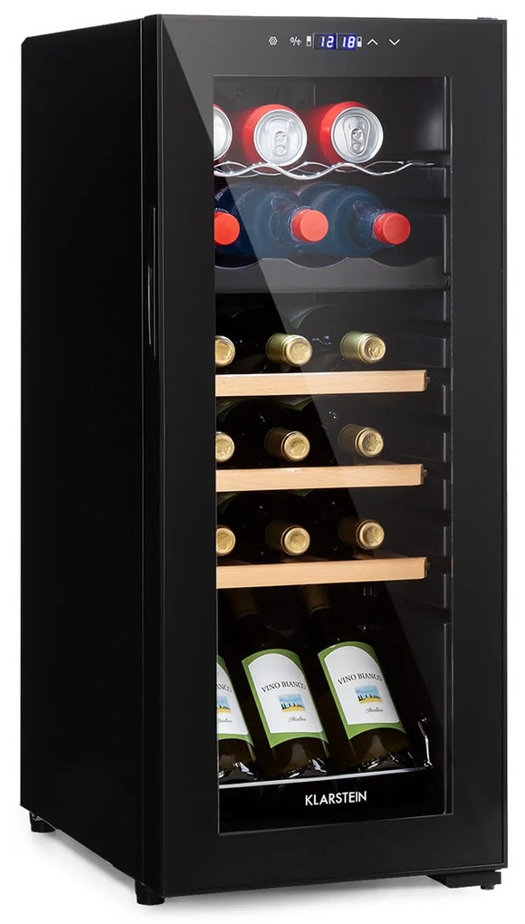 Klarstein Bovella 34.5cm 18 Butelek Winiarka Dwustrefowa Czarny