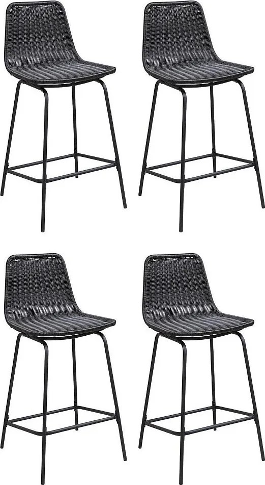 Zestaw 65 cm metalowych krzeseł wyspowych i barowych BALI z siedziskiem rattanowym