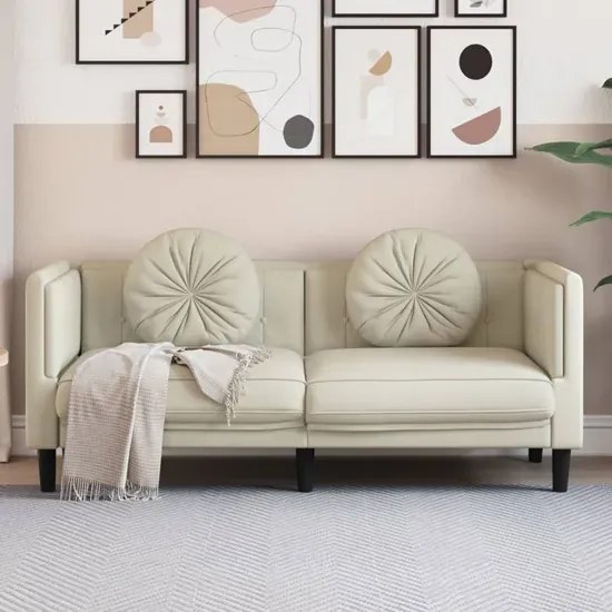 Kremowa stylowa sofa 2-osobowa z poduszkami - FINO 4X
