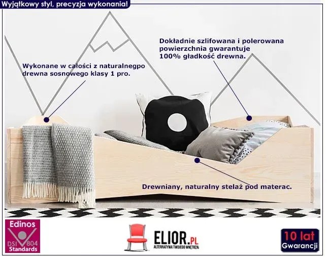 Drewniane łóżko dziecięce Ornelo 6X - 21 rozmiarów