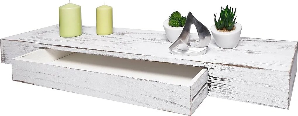 Półka ścienna MCW-H37 Szuflada,  biały, shabby