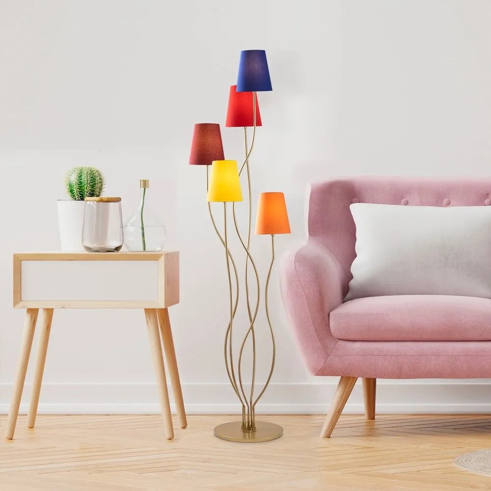 Lampa stojąca z tekstylnym kloszem (wysokość 160 cm) Bonibos – Opviq lights
