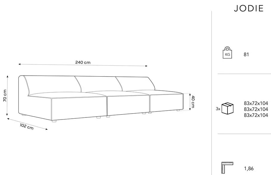 Zielona sofa 240 cm Jodie – Micadoni Home