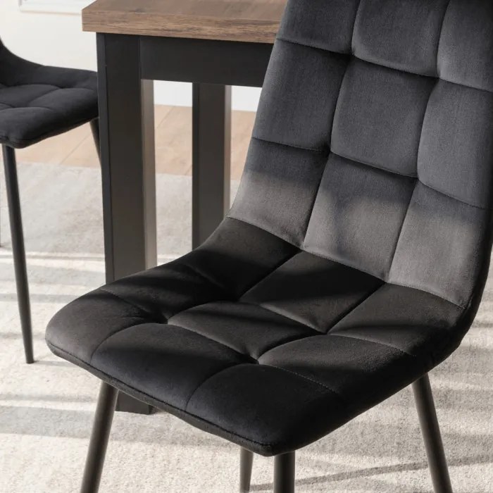 Krzesło Tapicerowane do Jadalni PERU Czarne Welurowe Nowoczesne Loft