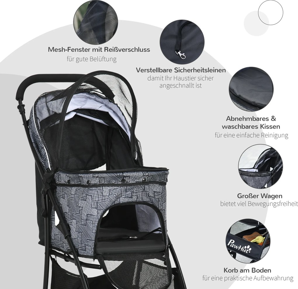 Outsunny Wózek dla Psa Składany z Poduszką dla Kota do 20kg | Aosom PL