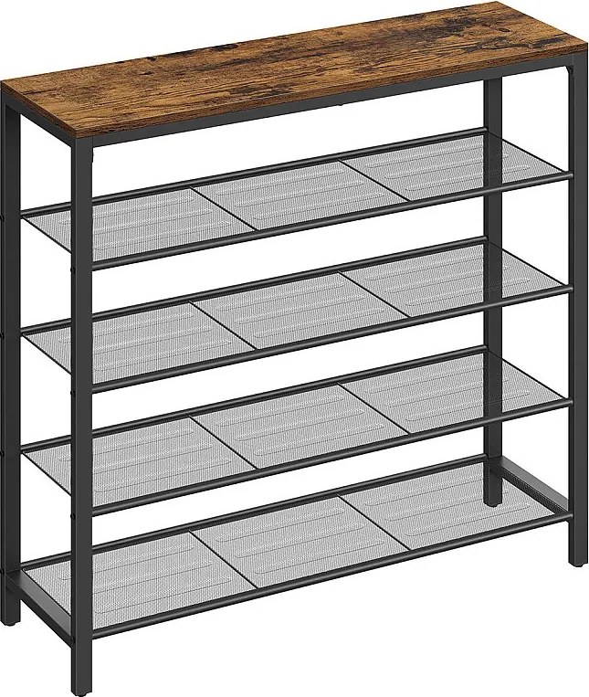 Regał na buty 100x30x92,5 cm czarny, rustykalny brąz Indestic