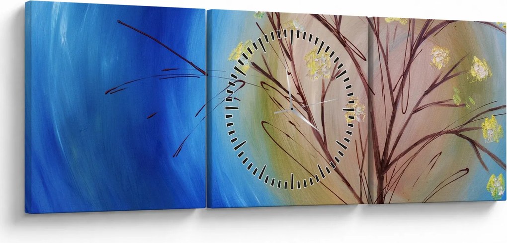 Obraz - Drzewo zakrywające słońce (z zegarem) (90x30 cm)