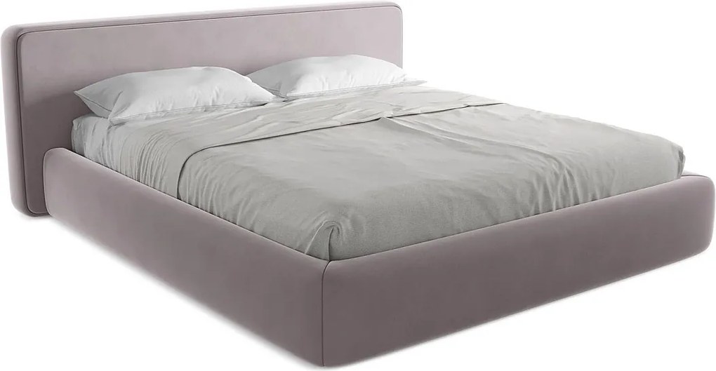 Łóżko 220 x 225 - z weluru - lawendowy - KIANA