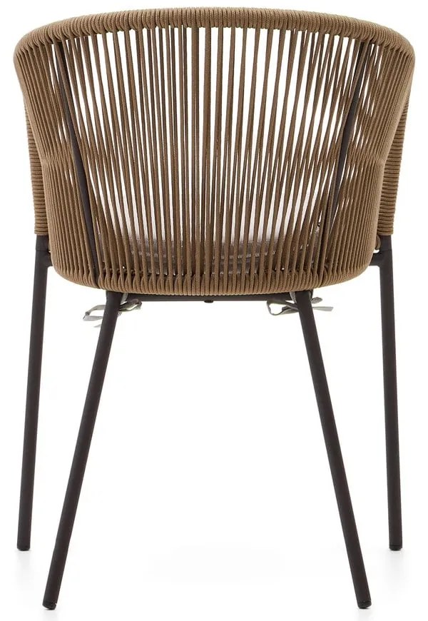 Beżowe metalowe/tapicerowane krzesło ogrodowe Yanet – Kave Home