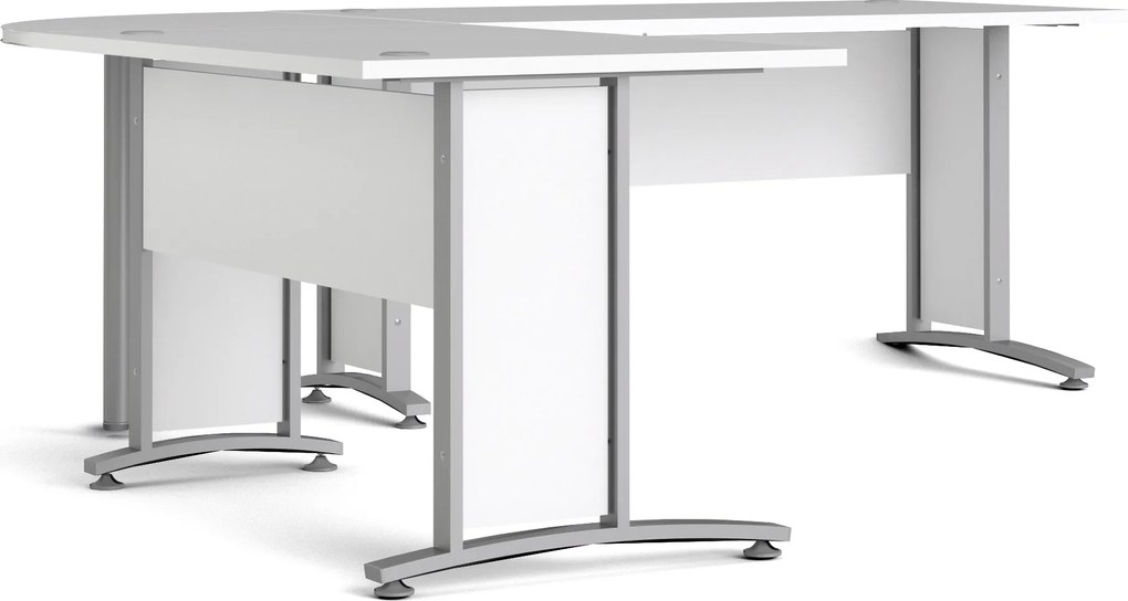 Biurko narożne Prima biały 230x200 szare nogi