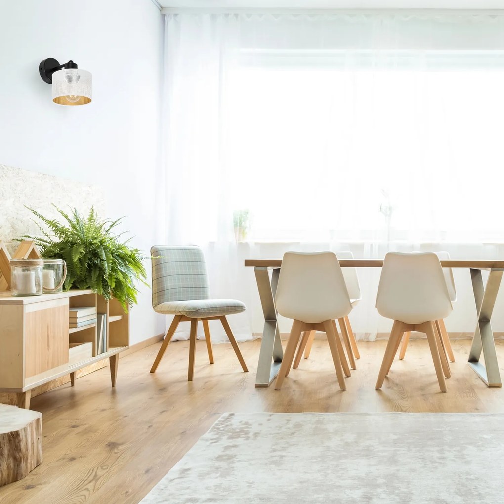 Czarny kinkiet jednopunktowy z białym abażurem WD-BE-1010SC-WE