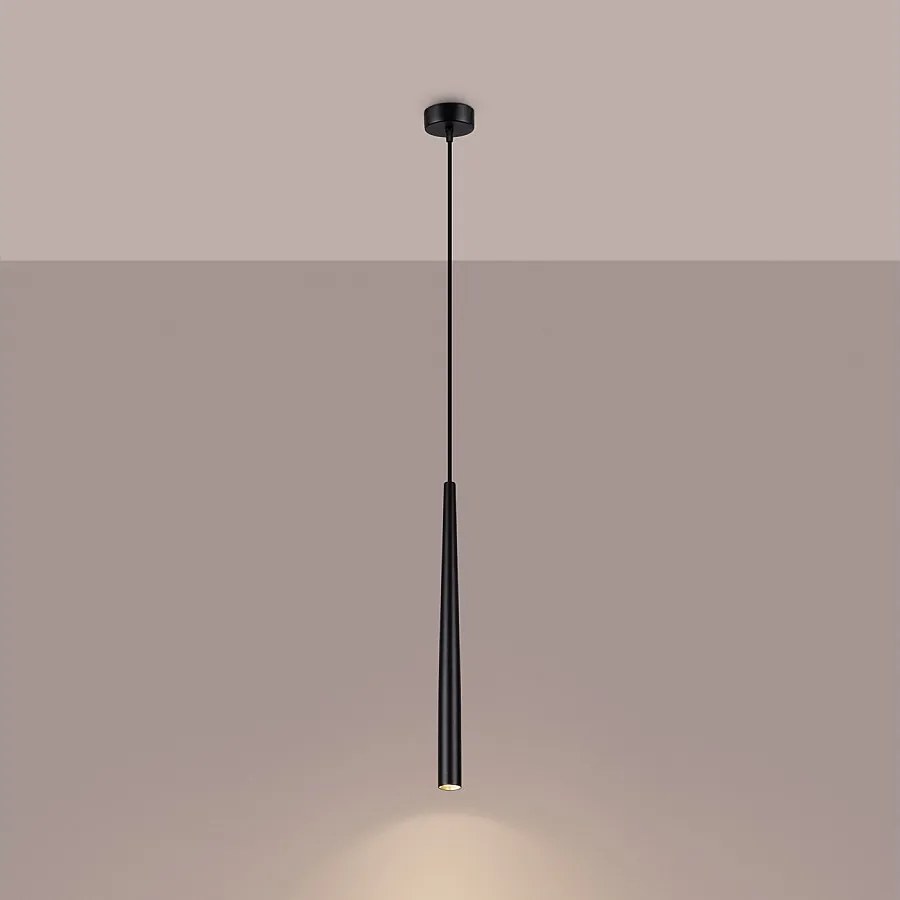 Lampa wisząca nowoczesny Euphora, stal - 1 źródło światła 3000K - L.8 x H.118 cm - czarny