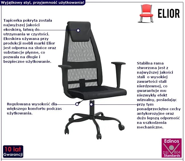 Czarne Krzesło Biurowe Z Regulacją Wysokości A4-P88