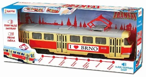 Rappa Tramwaj, który ogłasza przystanki w językuczeskim BRNO, 28 cm