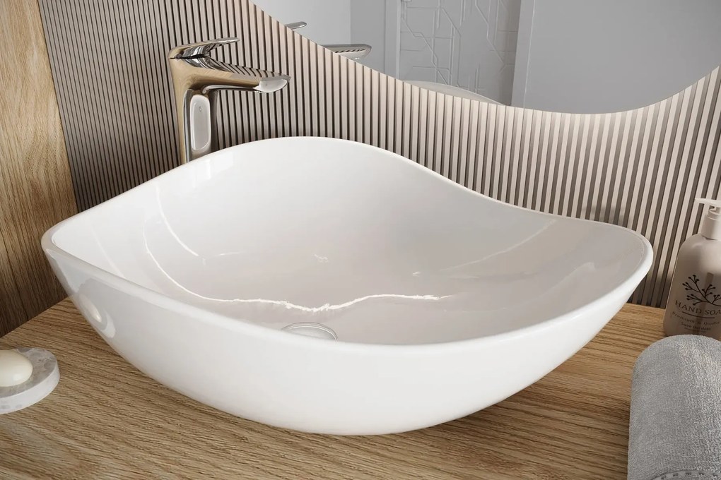 Szafka pod umywalkę OVALIA CREMONA 2S 80cm dąb cremona z umywalką nablatową CLOUD COMAD